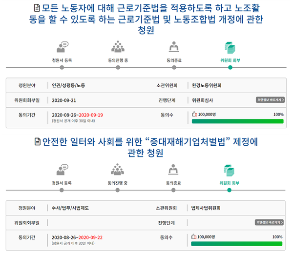 ▲ 전태일3법 국회동의청원 홈페이지 갈무리.