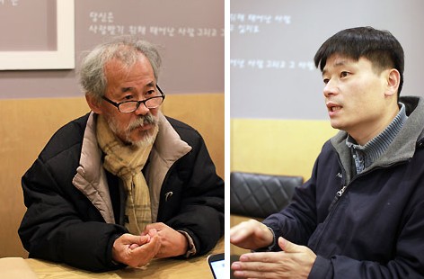 ▲ 압수 수색 당한 박응용 한국타이어 해고노동자(왼쪽), 손종표 충북청년신문 대표이사(오른쪽)