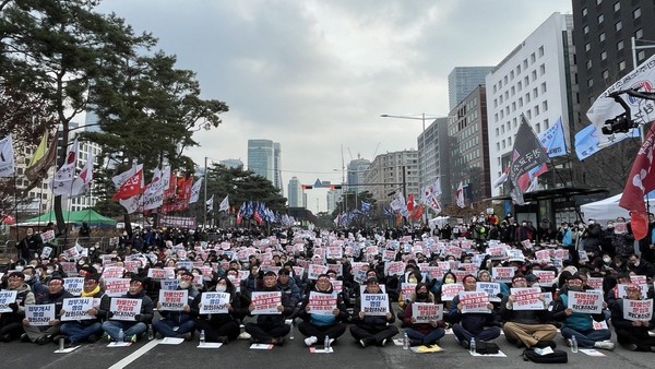 ▲ 국회의사당 앞에서 열린 전국노동자대회.