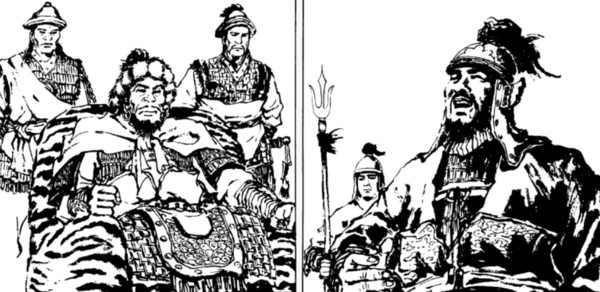 오만무례한 소손녕을 당당한 태도로 기선제압하는 서희. 최홍식, 김명성 외, 『조상의 땅은 한 치도』, 조선출판물수출입사, 2006 중