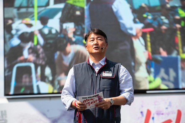 ▲양경수 민주노총 위원장이 대회사를 진행하고 있다. ©민주노총